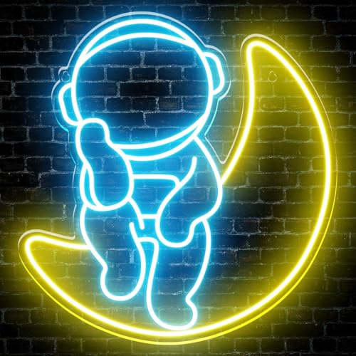 LPHIANX Astronauta Neon Signs for Wall Decor, Dimmable LED Neon Signs for Gaming Room Bedroom Family Birthday Bar Wedding Party Night Light, Neon Sign Customizable