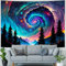 Amhokhui Wandteppich, Motiv: Galaxie, Weltraum, bunt, Sternenhimmel, Trippy, Berg, Nebelwald, Wandteppich, Fantasie-Landschaft, Wandbehang, Dekoration für Zuhause