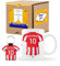 Taza del Almería personalizada con nombre y número más llavero del Almería caja de regalos del Almería taza de cerámica para te café o chocolate de 325 ml regalos para fanáticos del futbol(Almeríax2c)
