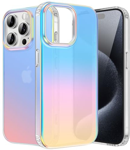 ÁRBOLORO Hülle für iPhone 15 Pro 6,1 Zoll, Irisierend Farbverlauf Handyhülle Stoßfeste Kratzfest Holografisch Case Regenbogen Farbwechsel Effekt Matt Bunt Schutzhülle für Frauen und Mädchen