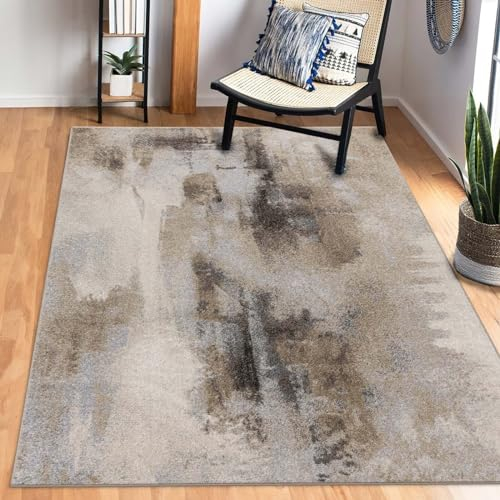 Taracarpet Kurzflor Designer Teppich modern für Wohnzimmer Schlafzimmer Kinderzimmer Design 130 Vintage beige 080x150 cm