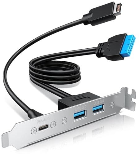 GRAUGEAR G-AD-ETC2A-20G Adaptateur de panneau avant USB-C 20 Gbit/s USB 3.2 Gen 2 x 2, câble d'extension de carte mère, USB-C femelle vers connecteur mâle USB Type-E 20 broches avec support PCIe, 60