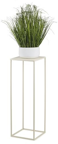 HowHomely Blumenständer Metall Cremefarben 70 cm Hoch - Solider und Robuster Blumenhocker Metall - Pflanzenständer für die Dekoration in Wohnzimmer Schlafzimmer oder Büro