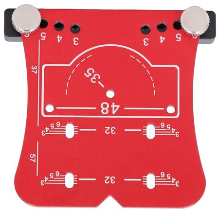 Hinge Punch Locator, 35mm Adjustable Margin Marker with 4 Holes Aluminum Alloy Hinge Drill Guide for Door Cabinet Cupboard (Red Hinge)