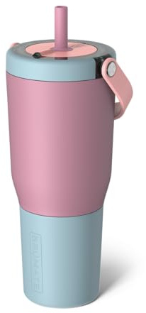 BrüMate Resa 35oz 100% Leakproof Travel Tumbler with Handle & Straw | Flexible SoftSip Straw | Silicone Sleeve for Durability | Stainless Steel | Cup Holder & Travel Friendly Water Bottle | (Eclipse)