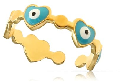 Made by Nami Herz Ring Damen Größenverstellbar Geschenke für Frauen Freundschaftsringe Wasserfester Schmuck (Türkis)