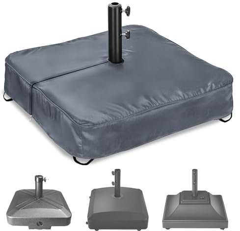Rileytee Cubierta para base de sombrilla de patio, 600D, impermeable, anti-UV, cuadrada, color gris
