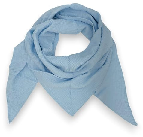 Musselin Schal damen Uni Made Italy 195 x 72 cm Herbst Winter Dreieckstuch Baumwolle Halstuch (Hellblau)