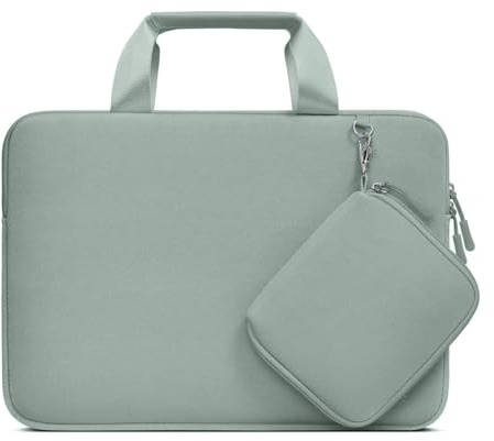 MOSISO Housse Ordinateur 13,3 Pouces avec Petite Valise Détachable | Compatible avec MacBook Air/Pro 13 / Pro 14,HP Dell ASUS,Neoprene Sac Porte-Documents,Vert Antique
