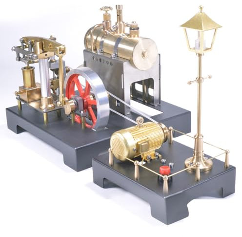 BuildCubes SE-01 Dampfmaschine Motor Bausatz, Stationäre Balken Vollmetall Dampfmaschine Modellbausatz mit Kessel, Dampfgenerator und Lampe, Wissenschaftliche Pädagogische Kit Geschenk