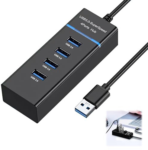 USB 3.0 Hub,4 Port USB Hub Splitter,Multi Port Expander,Portable USB Adapter,Fast Data Transfer USB Splitter for Desktop, Laptop, Xbox, Flash Drive, HDD, Console, Printer, PC, Keyboards, HP, Dell