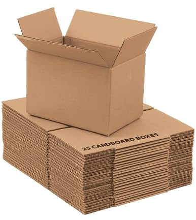 25 Small Strong Cardboard Shipping Boxes Single Wall 229x152x152mm (9x6x6) | Durable & Eco-Friendly Brown Sturdy Cardboard Boxes for Posting, Mailing, Gift Parcels, Moving, Business, Packing