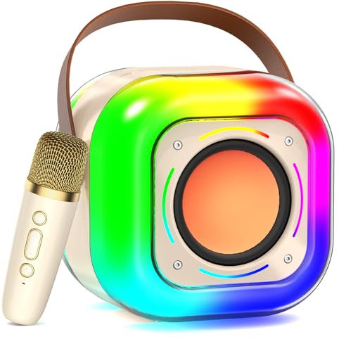 JYX Karaoke con Microfono, Máquina de Karaoke, Altavoz Bluetooth portátil para Adultos y niños,Karaoke con 2 micrófonos inalámbricos, Sistema PA con Luces LED para Fiestas