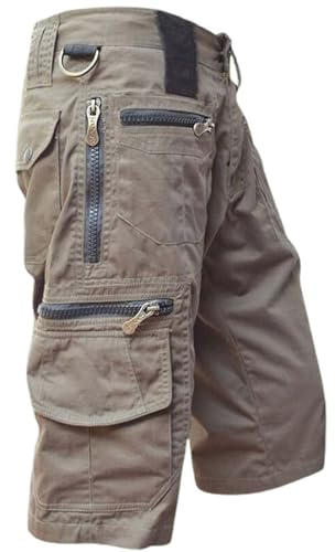 YCBMINGCAN Sommer Cargo Shorts Herren Kurze Hosen Herren Baumwolle Bermuda Shorts Cargohose Arbeitshosen Mit Taschen Kurze Cargo Hose Mit Kordelzug Vintage Lässiges Cargoshorts