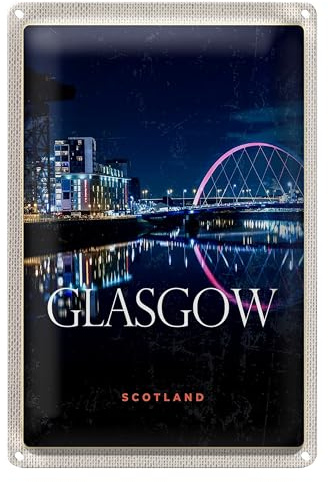 Glasgow | Schottland | Blechschild | Wanddeko | 12 cm x 18 cm