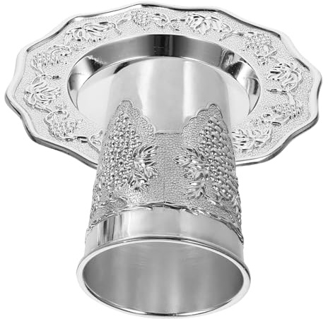 SOLUSTRE Zinklegierung Schabbat-becher Mit Untertasse Kiddusch-weinglas-set Für Jüdische Feiertage Pessach Neujahr Mit Geprägtem Design