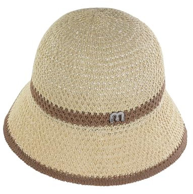 FuninCrea Häkeln Bucket Hat Verpackbar Sonnenhut Damen für Frühling Sommer, Handgewebt Sommerhut Damen Fischerhut mit Verstellbarem Kordelzug (DE/NL/SE/PL, Alphanumerisch, Einheitsgröße, Khaki)
