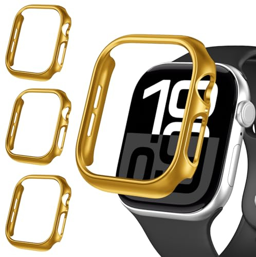 ivoler 3 Piezas Funda Dura PC para Apple Watch Series 11/10 42mm (Sin Protector de Pantalla), Carcasa Protectora Antigolpes Delgado Antiarañazos Bumper Estuche, Oro