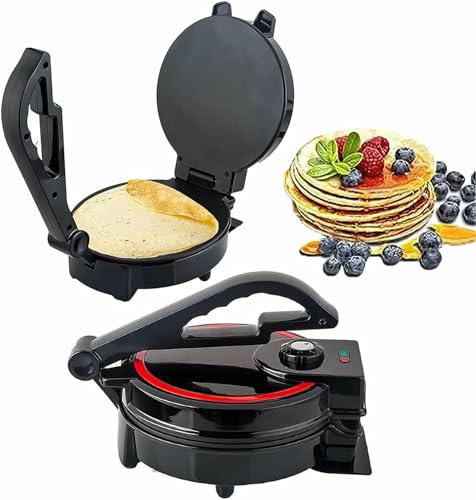 Press De Tortilla Eléctrica De 1200W, Fabricante De Tortillas De 8 Pulgadas Antiadherente, Fabricante De Tortillas, Calefacción De Doble Cara Crepe Machine Con Manija Anti-Escalas Y Luces Indicadoras