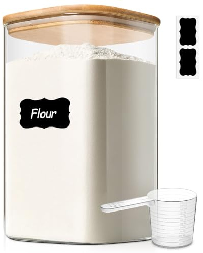 ComSaf Glasbehälter Vorratsgläser mit Deckel für Mehl, Cornflakes 4,4 L | Vorratsdosen, Mehl, Reis, Cornflakes, Nudeln, Familienvorrat, Speisekammer und Vorratsschrank