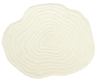 Vente-unique-Organischer Teppich mit Relief – 100% handgetuftete Wolle – Ø 160 cm – Elfenbein – 2100 g/m² – ORENIA