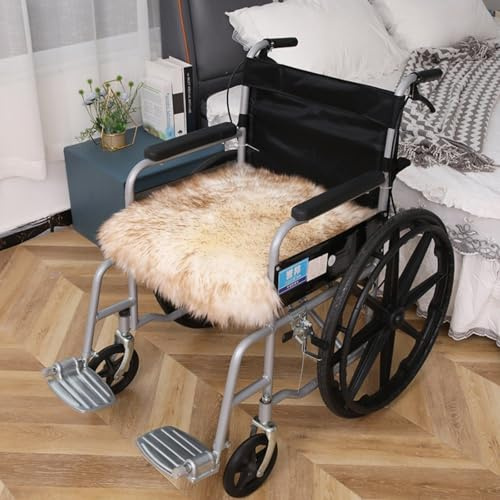 Lammfell-Sitzkissen, ultimativer Komfort, Rollstuhlauflage, weiche Wolle, Stuhlbezug, Premium-Lammfell-Matte für verbesserte Unterstützung und Wärme, ideal für Zuhause und Reisen