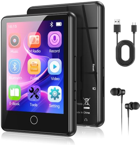 AGPTEK 64GB MP3 Player with Bluetooth, 2.8 Full Touch Screen Music Player | with HiFi Speaker,Portable Digital Sports Player with Voice Recorder/FM Radio/Recorder, Support Up to 128GB