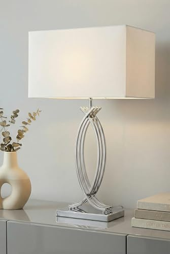 Arnusa Tischlampe Chrom Design große Tischleuchte (Tischlampe 74,5 cm)