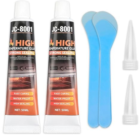 2 Pcs Heat-Resistant Glue, High-Temperature Silicone Sealant, for Sealing Glass Cooktops, Fireplaces, Grills, and Oven Doors