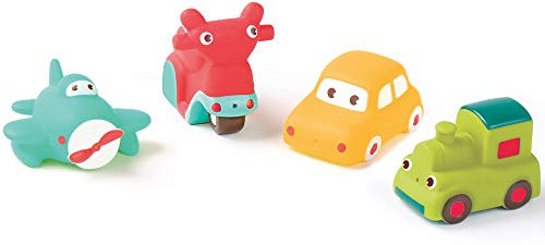 LUDI - Aspergeurs de Bain, Transport - 4 Petits Véhicules Arroseurs pour Jouer dans Le Bain ou à la Plage - Jouets de Bain pour Bébé - À Partir de 10 Mois