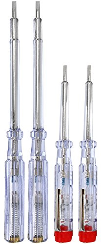 COM-FOUR® 4x tester di tensione in varie dimensioni - tester di elettricità come cacciavite - cacciavite e tester di tensione - 19cm, 14cm (04 pezzi - tester di tensione)