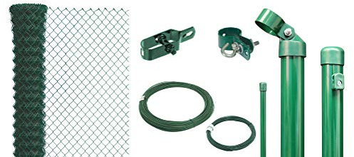 Alberts 635039 Maschendrahtzaun als Zaun-Komplettset, zum Einbetonieren | verschiedene Längen und Höhen | grün | Höhe 100 cm | Länge 75 m