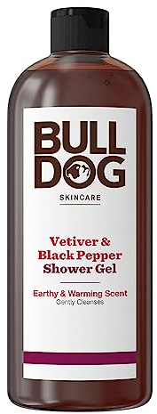 Bulldog Skincare Vetiver & Black Pepper Shower Gel for Men, Natural, Refreshing Men's Shower Gel, 500 ml