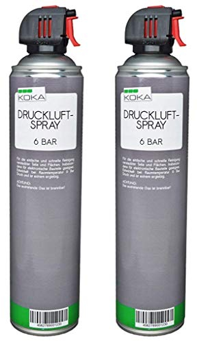 KOKA Druckluftspray PC Reinigung 2 × 600ml – Compressed Air Duster mit 6 Bar – Anti Staub Spray für Tastatur, Computer, Elektronik – Luftspray Druckluftdose als PC Luftdruck Reiniger