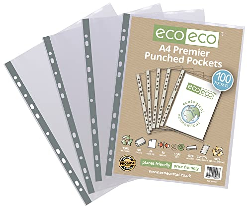 eco-eco A4 100% Recycelt Sack 100 Premier Multi Prospekthüllen, 100 Premier Pockets, eco057