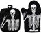 chaqlin Hitzebeständige Küchenhandschuhe mit Totenkopf-Skelett-Muster, 2 Stück, weiches Baumwollfutter, Ofenhandschuhe und Topflappen für Damen, Küchenzubehör, Dekoration