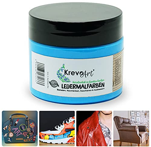 Krevo Art Pintura Acrílica para cuero, resistente al agua, 50 ml, para pintar, reparar y teñir zapatos, zapatillas, bolsas, chaquetas, asientos de coche (azul)