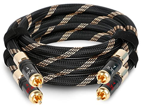 SKW Upgrade Cable Audio RCA, Cobre de gran pureza 2RCA to 2RCA con conector autoblocante Cable Cinch compatible para CD, amplificador, decodificador - 2M