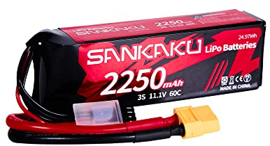 SANKAKU 60C 3S Lipo Akku 2250mAh 11,1V Lithium-Polymer Batterien mit XT60 für RC Flugzeug Quadrocopter Hubschrauber Drohne FPV Hobby