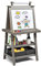 LIFEZEAL 3 in 1 Kindertafel, Staffelei Kinder mit Doppelseitiger Tafel, Standtafel mit 2 Ablageebenen, Whiteboard & Kreidtafel & Papierrolle, Maltafel mit 2 Aufbewahrungsboxen, Magnettisch (Grau)