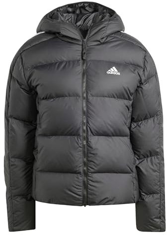adidas Femme Essentials 3-Stripes Mid Down Hooded Jacket, Black, XXS