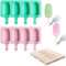 2 moldes para helado, 50 palitos de madera, juego de moldes de silicona para helado, moldes ovalados para paletas, 4 cavidades, para hacer helados de bricolaje. (verde，rosa)