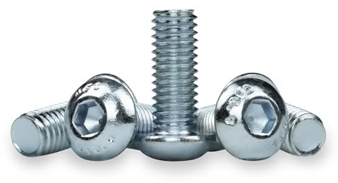Lot de 25 vis à tête bombée avec six pans creux, galvanisées et inoxydables, vis à tête plate, vis à tête plate (M6 x 30 mm, 25)