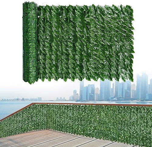 Haie Artificielle,5m/3m x 1m Brise Vue Jardin Haie Artificielle en Rouleau,Haie Feuillage Artificiel,Décoration de Clôture de Balcon Intérieur Extérieur Ivy pour Balcon Cour Arrière Patio(Size:1x