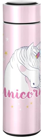 KAAVIYO Licorne Fille Aime Rose Bouteille d'Eau Isotherme Mug pour en Acier Inoxydable Isolé