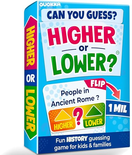 Quokka Card Games For Kids, Adults and Families - Party Family Games | Higher or Lower Family Board Games for Kids - History - Fun Travel Games for Adults - Challenge Quiz Cards for Family Night