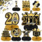 20 Geburtstag Deko,20. Geburtstag Deko Mädchen, 10 Stück Schwarz und Gold 20. Geburtstag Deko Bienenwabe Mittelstück mit Tortendeko,15g Happy Birthday Konfetti,20. Geburtstag,20 Jahrestag