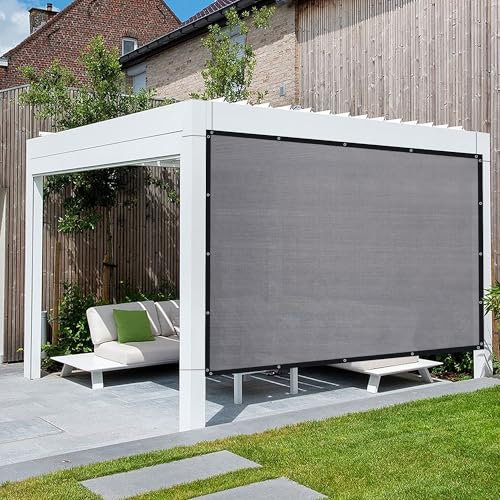 ARKOST 90% Sun Shade Cloth with Grommets, 8X8 FT Privacy Screen Pergola Shade Cover for Patio Garden, Grey