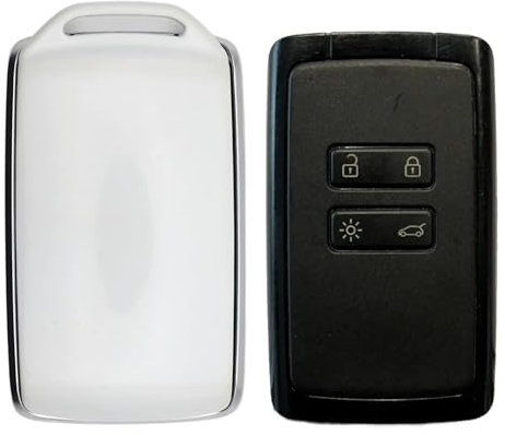 Coque de Clé Renault 5 R5 Carte Main-Libre Compatible Renault/Dacia Made in France Peinture Automobile (Blanc Nacre)