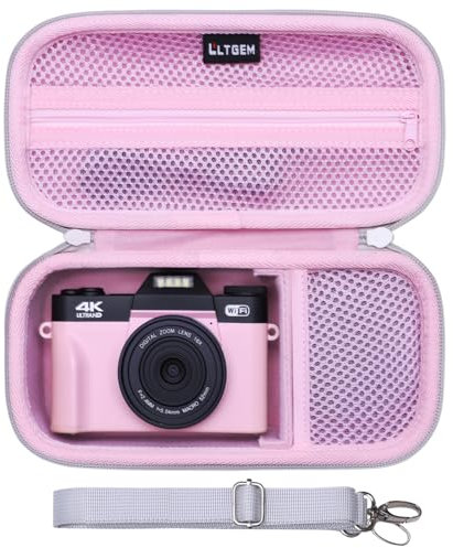 L LTGEM 4K Digital Camera Case Compatible with VJIANGER/YIGLLO/Zostuic/Duluvulu/Gavonde/XNSIAKXA/FlyFrost/SIXTARY/DUOCH 4K Vlogging Camera with Shoulder Strap, Pink